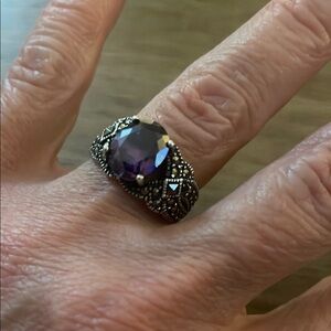 Sterling silver ring with purple stone